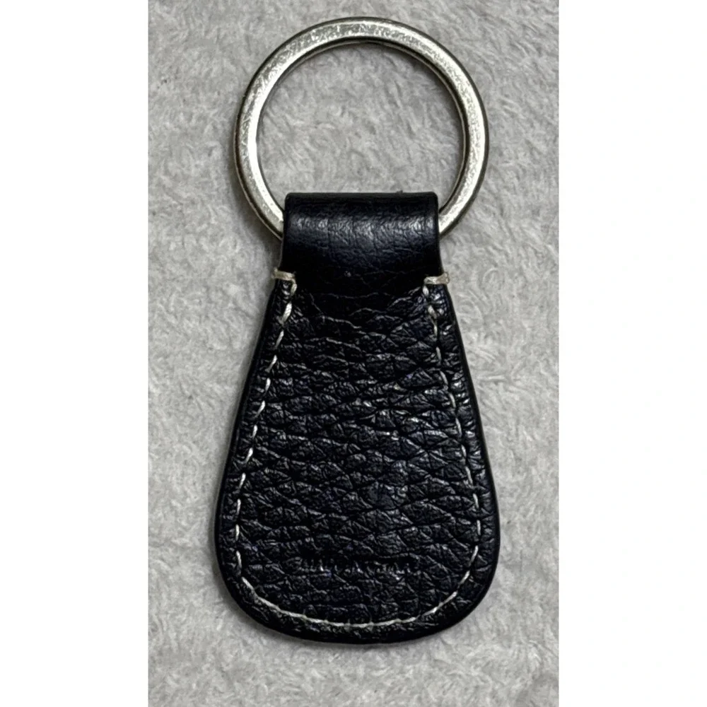 Dooney Bourke Leather Key Chain Ring Black DB Embossed